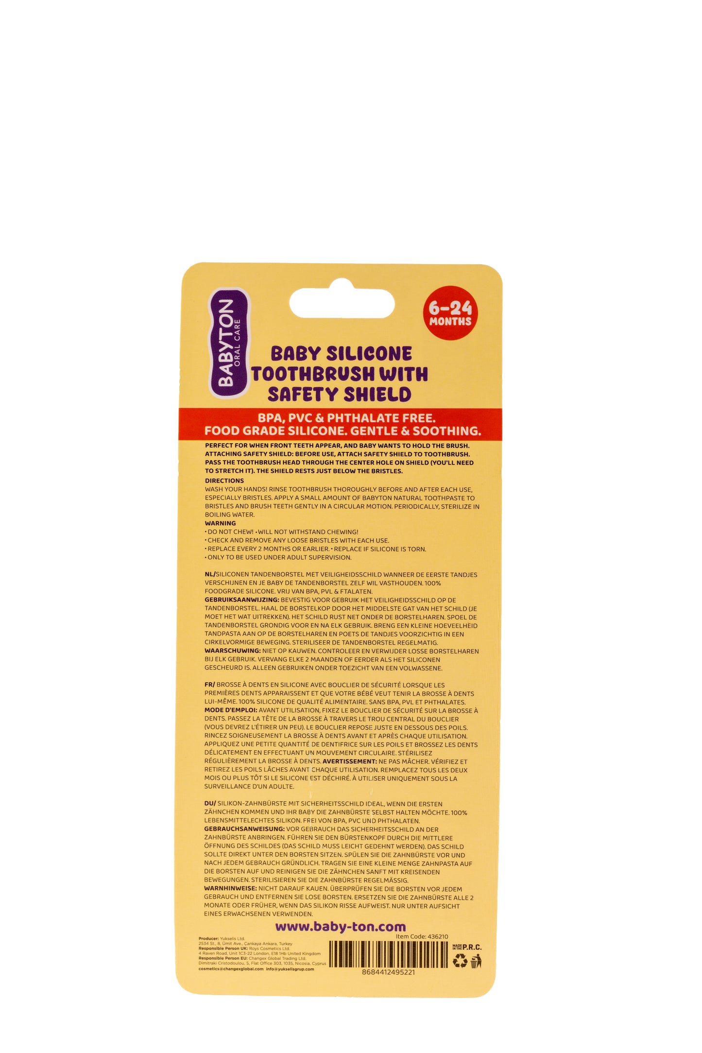 Brosse à dents en Silicone avec bouclier de sécurité