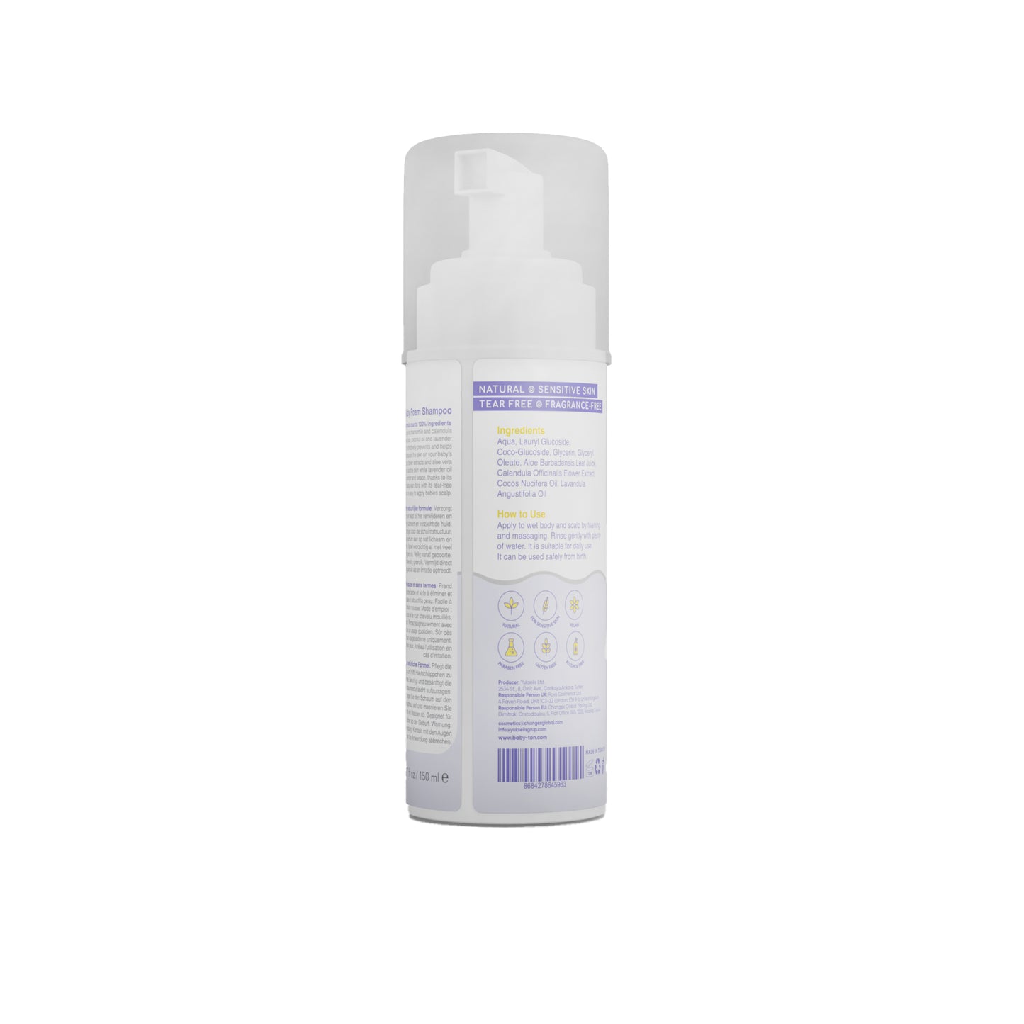Natuurlijke Foaming Shampoo voor Newborns en Baby's 150ml