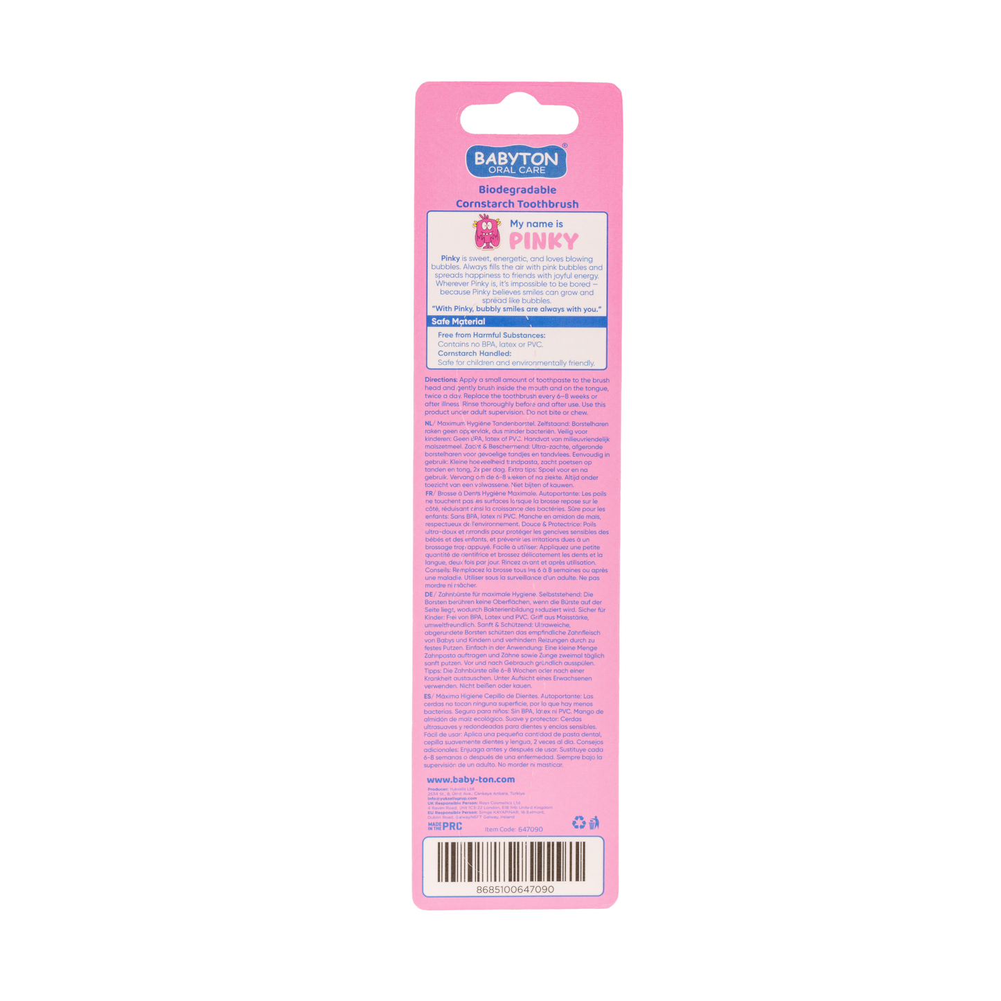 Brosse à Dents Bio Poils Doux Pinky 