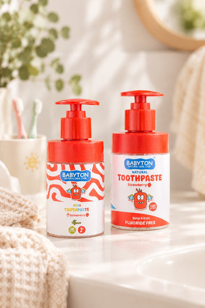 Kindertandpasta met Fluoride 2+ | Pompflacon | Aardbei (200ml)